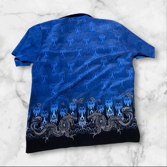 C-two medium dragon & flames blue button up - Picture 5 of 5